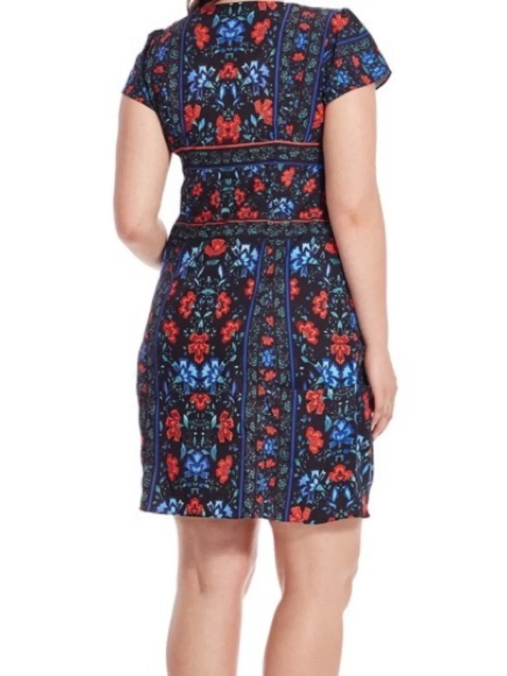City Chic Folk Dance Print Zip Front Pleat Tunic Dress 16/Small